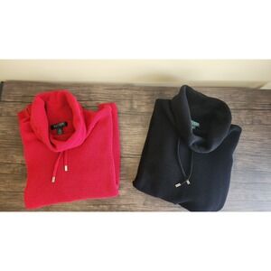 Lauren Ralph Lauren Womens Waffle Knit Cowl Neck Pullover Sweater LP Set of 2